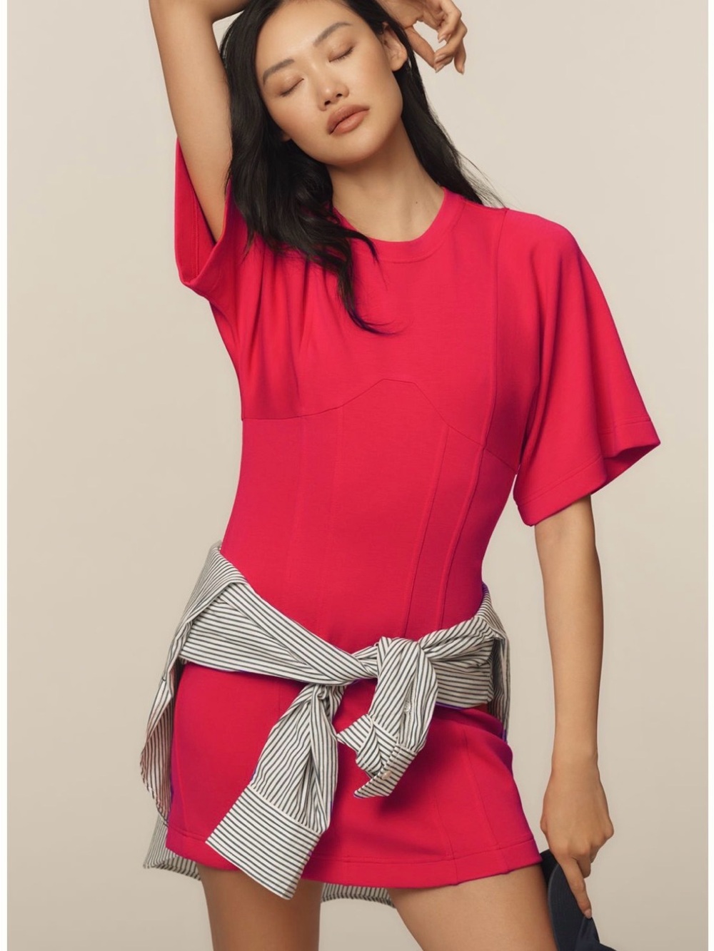 NWT Anthropologie Daily Practice Hot Pink Mini Dress